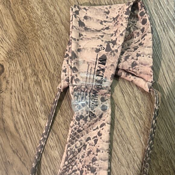 NWOT Matte swim brown snake print high waisted bikini swim bottom size medium - Picture 4 of 4